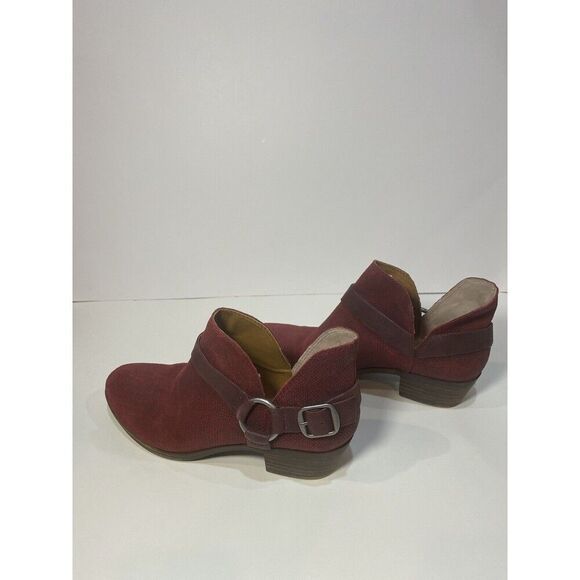 Lucky Brand Boots Bernaeh Ankle Booties Red Leather Snake Slip On Women’s 7.5 - Picture 3 of 11